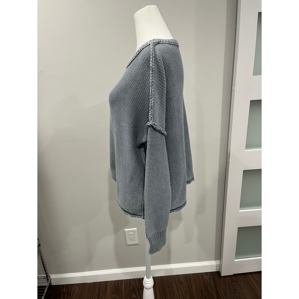 Mustard Seed Heathered Slate Gray Oversized Exposed Seam Knit Sweater Medium‎ - Picture 6 of 10